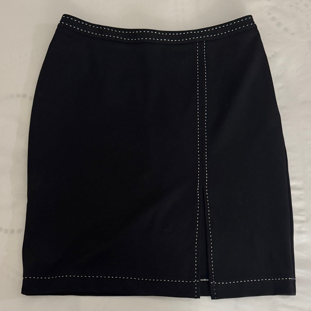 Express Black Pencil Skirt with White Stitching